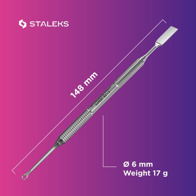 Empujador de cutículas STALEKS PRO EXPERT plano y con bucle