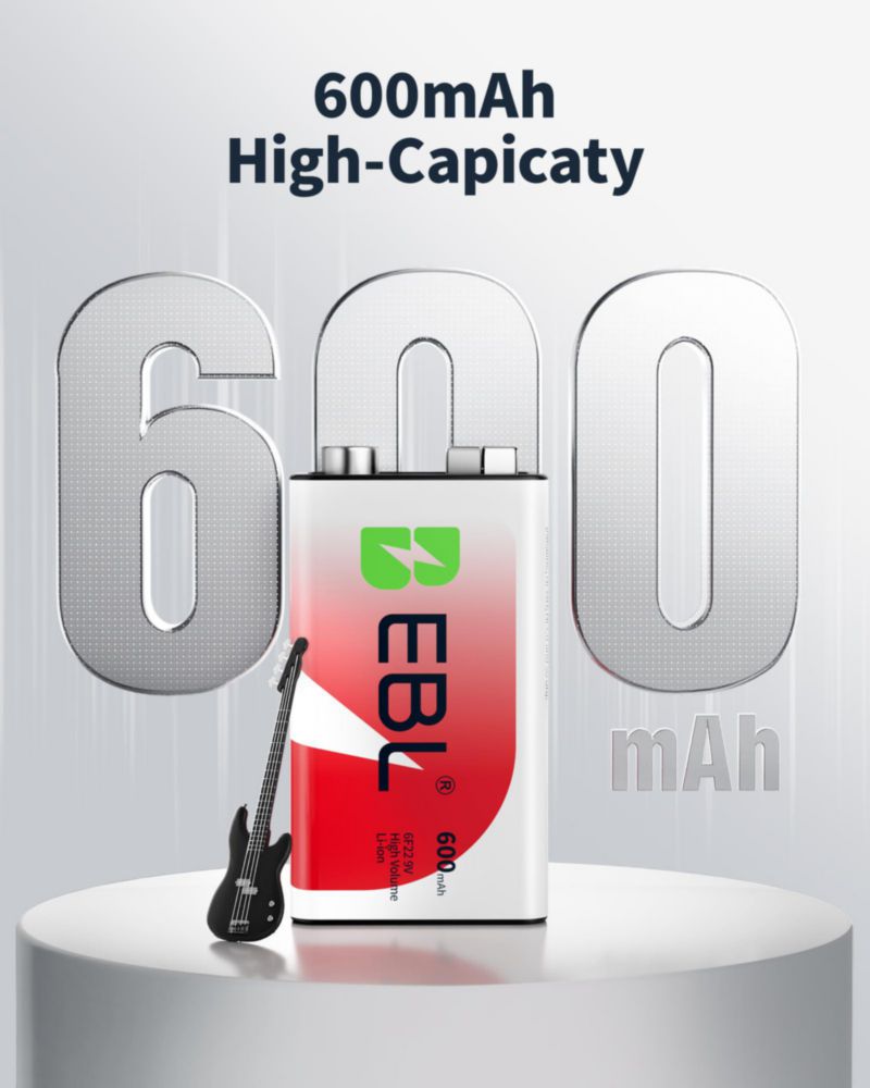 Cargador de Baterías de 9V EBL - Pack de 5 + Baterías de 9V