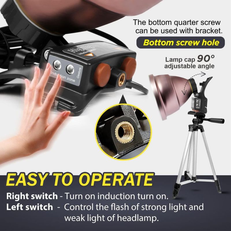Linterna frontal PINSAI LED recargable de 22.000 mAh impermeable
