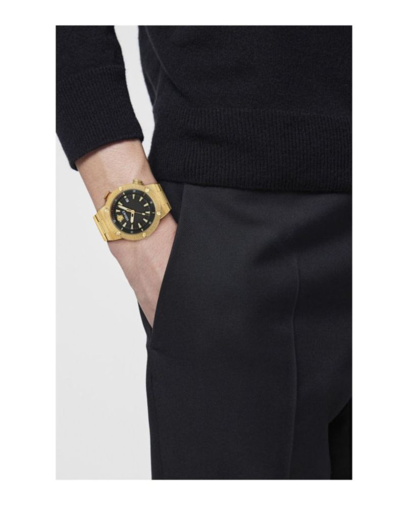 Reloj Versace Greca Logo 43 mm Oro con Esfera Negra