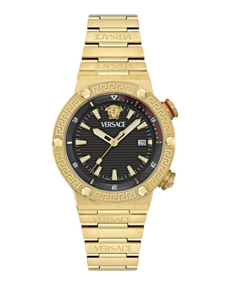 Reloj Versace Greca Logo 43 mm Oro con Esfera Negra