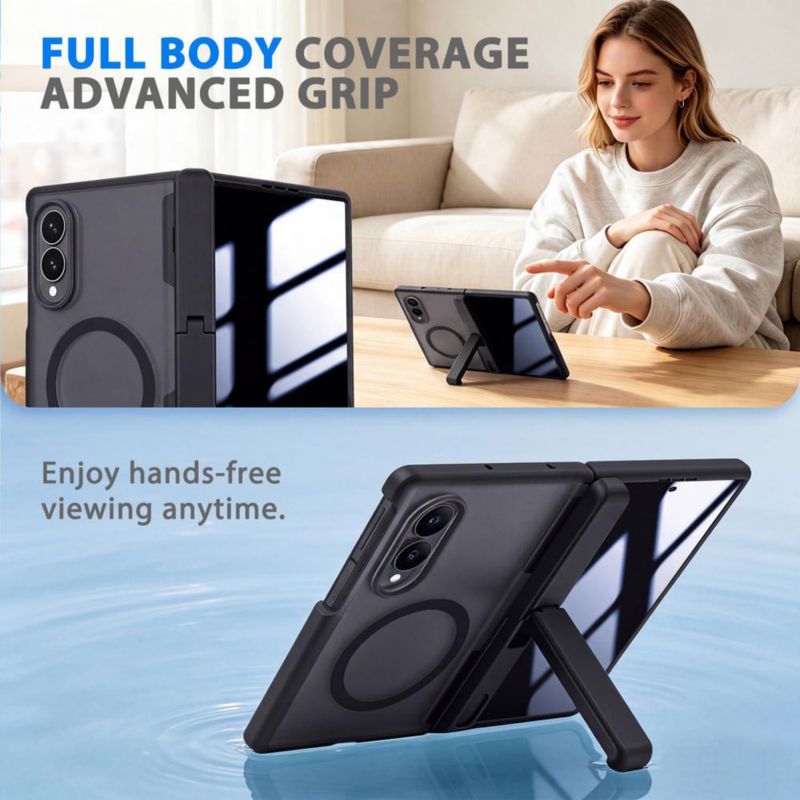 Funda LIDEEYA Galaxy Z Fold 8 Negra con Soporte Plegable