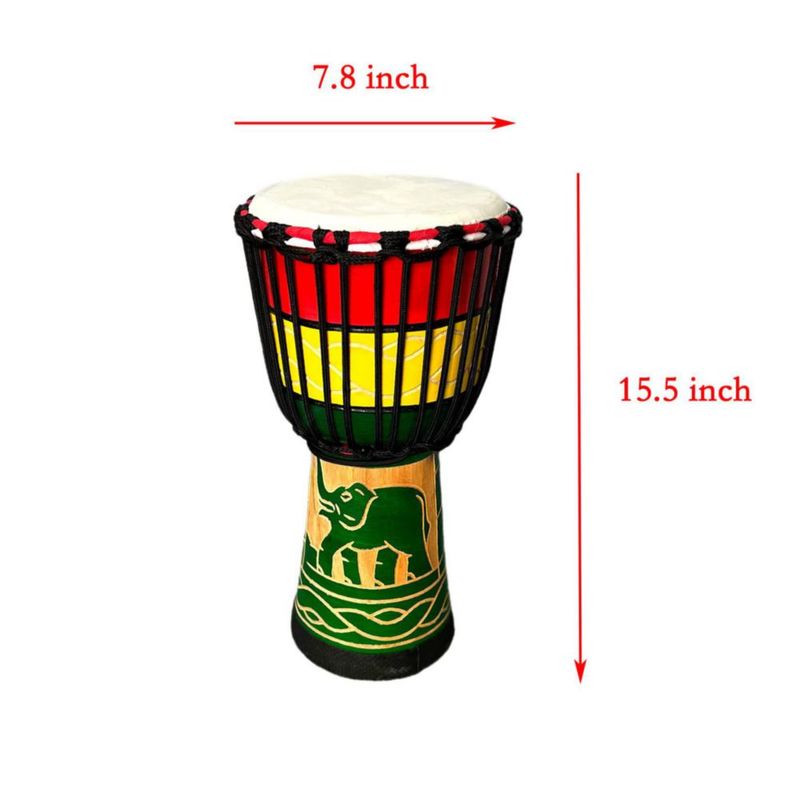 Tambor Djembe BORIYAM de 39 cm con Piel de Cabra Estilo África Occidental