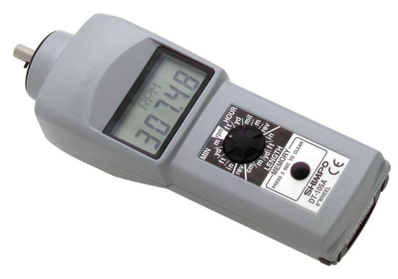 Tacómetro Shimpo DT-105A Rueda de 15 cm LCD 0.10-25000 rpm
