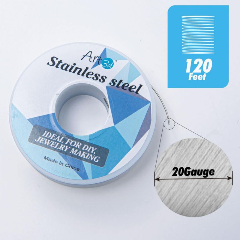 Alambre para manualidades Art3d 37 m plateado 081 mm calibre 20