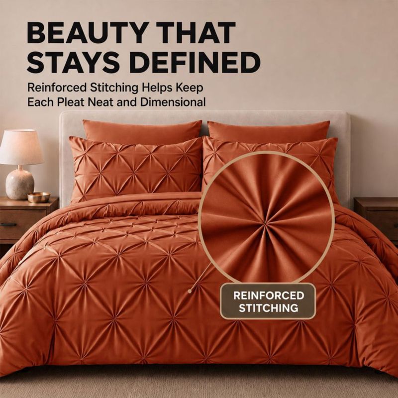Juego de ropa de cama HIMEET Queen Naranja Quemado – 7 piezas