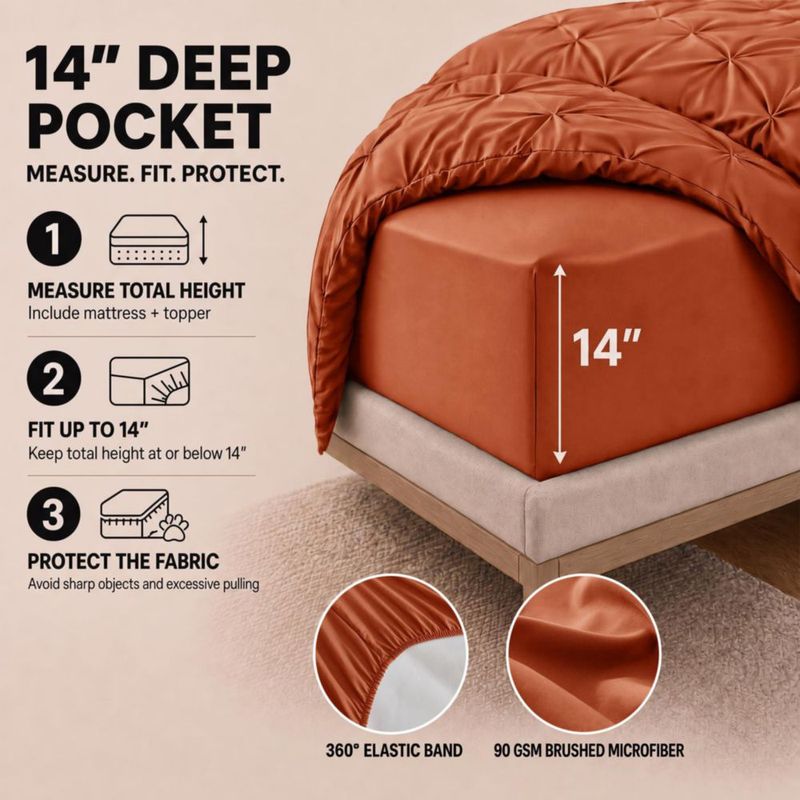 Juego de ropa de cama HIMEET Queen Naranja Quemado – 7 piezas