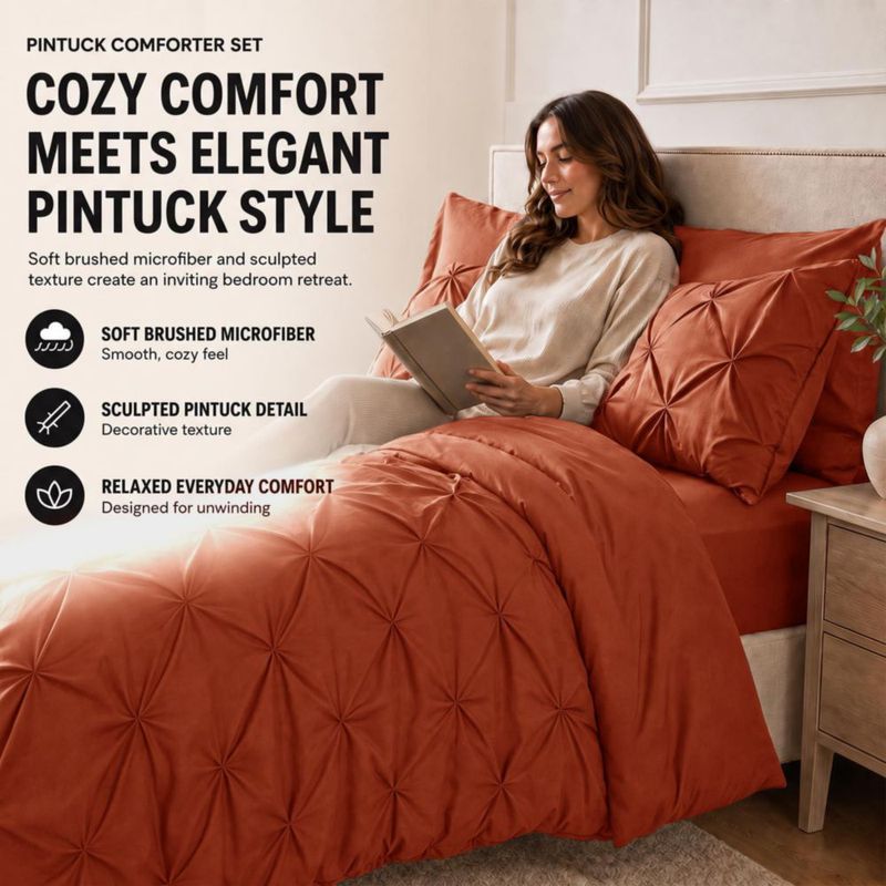 Juego de ropa de cama HIMEET Queen Naranja Quemado – 7 piezas