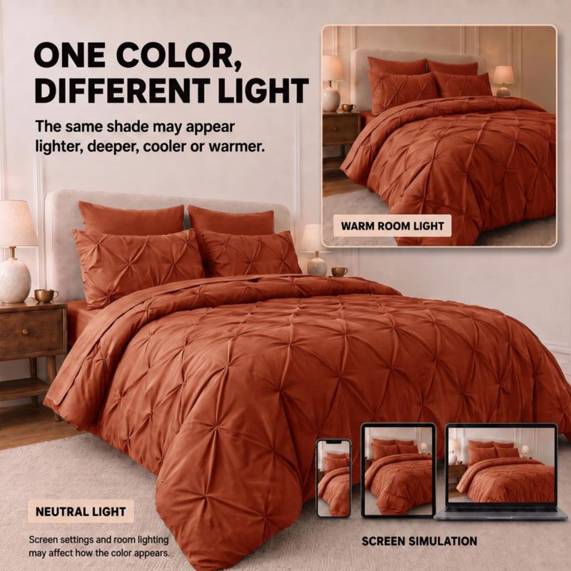 Juego de ropa de cama HIMEET Queen Naranja Quemado – 7 piezas