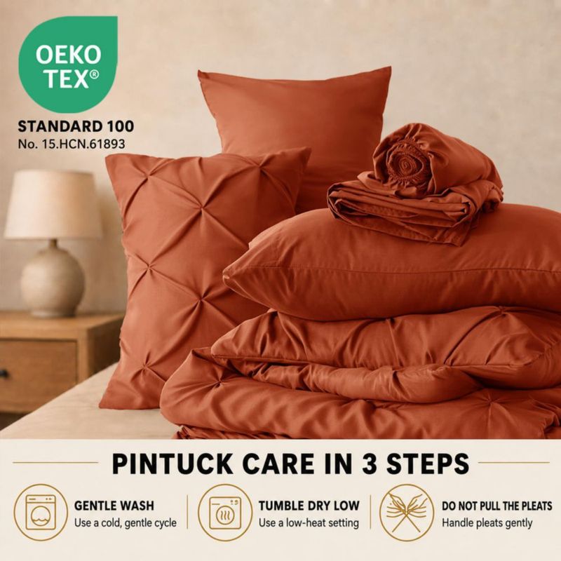 Juego de ropa de cama HIMEET Queen Naranja Quemado – 7 piezas