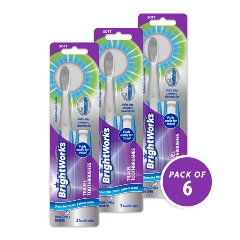 Cepillo de dientes BrightWorks plegable de viaje - 6 piezas