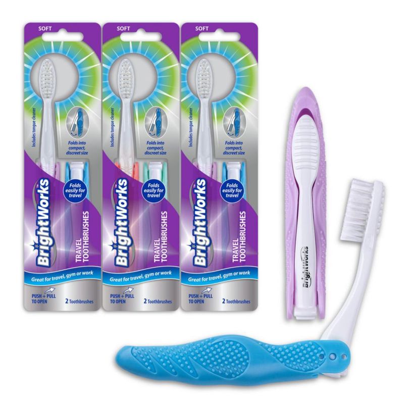 Cepillo de dientes BrightWorks plegable de viaje - 6 piezas