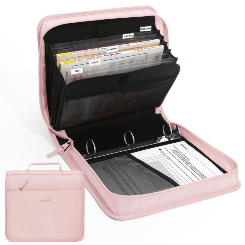Carpeta SUNEE con anilla O de 15 pulgadas 325 páginas rosa loto y cremallera