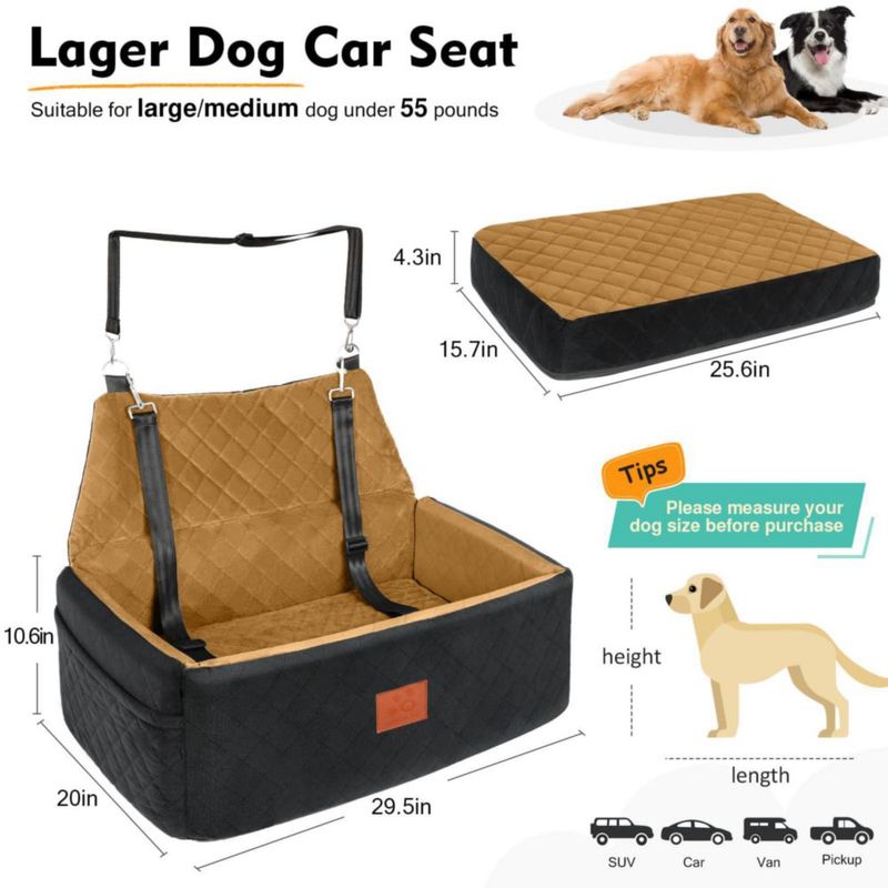 Asiento para coche de perro NEEZUKAR 75x51x51 cm hasta 25 kg lavable
