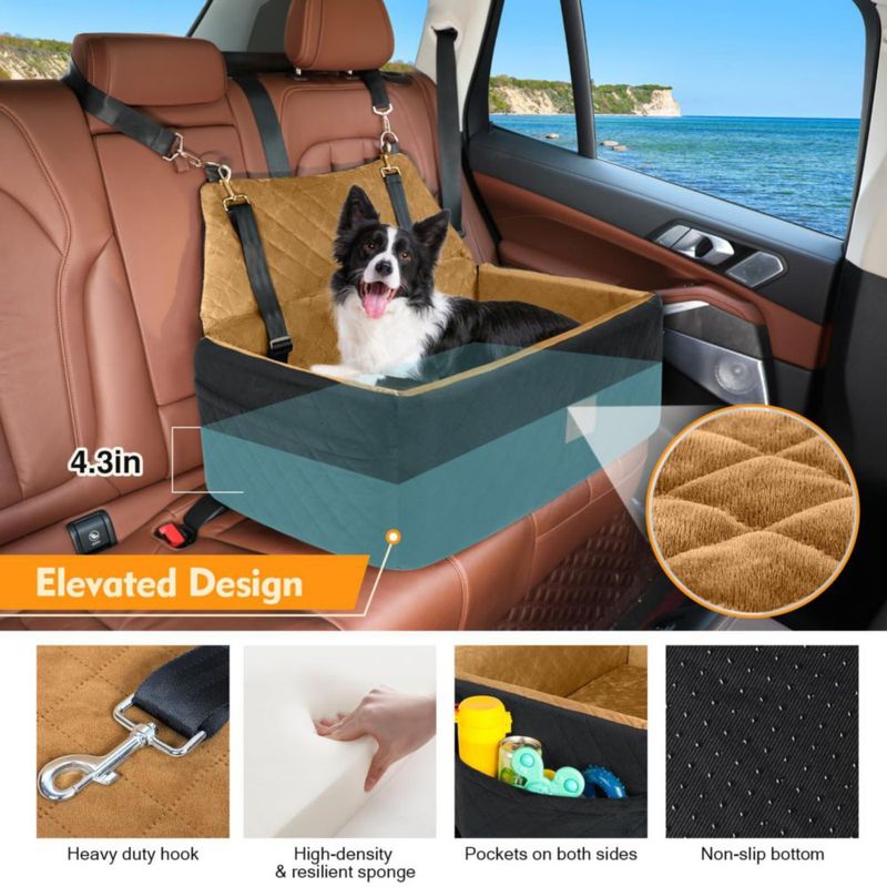 Asiento para coche de perro NEEZUKAR 75x51x51 cm hasta 25 kg lavable