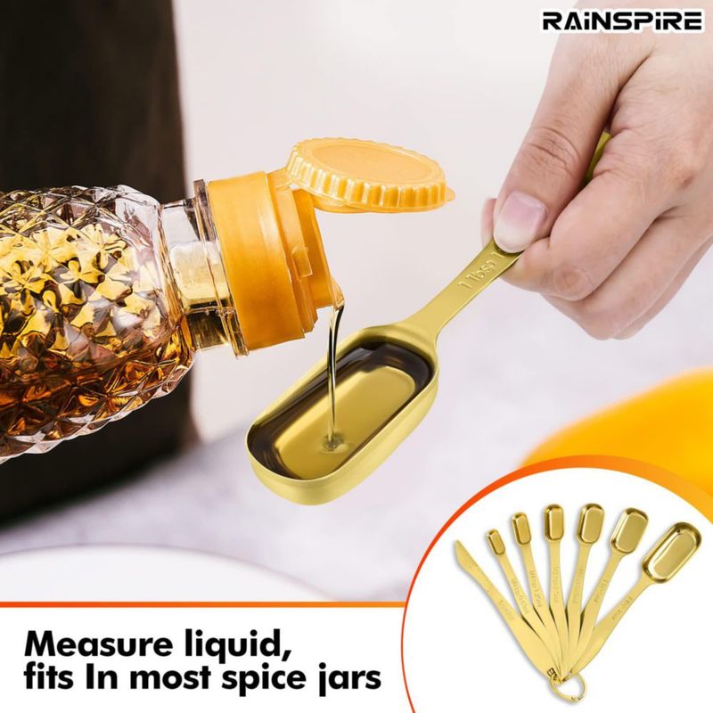 Juego de 7 Cucharas Medidoras Rainspire de Acero Inoxidable Dorado