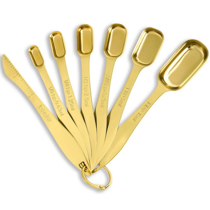 Juego de 7 Cucharas Medidoras Rainspire de Acero Inoxidable Dorado