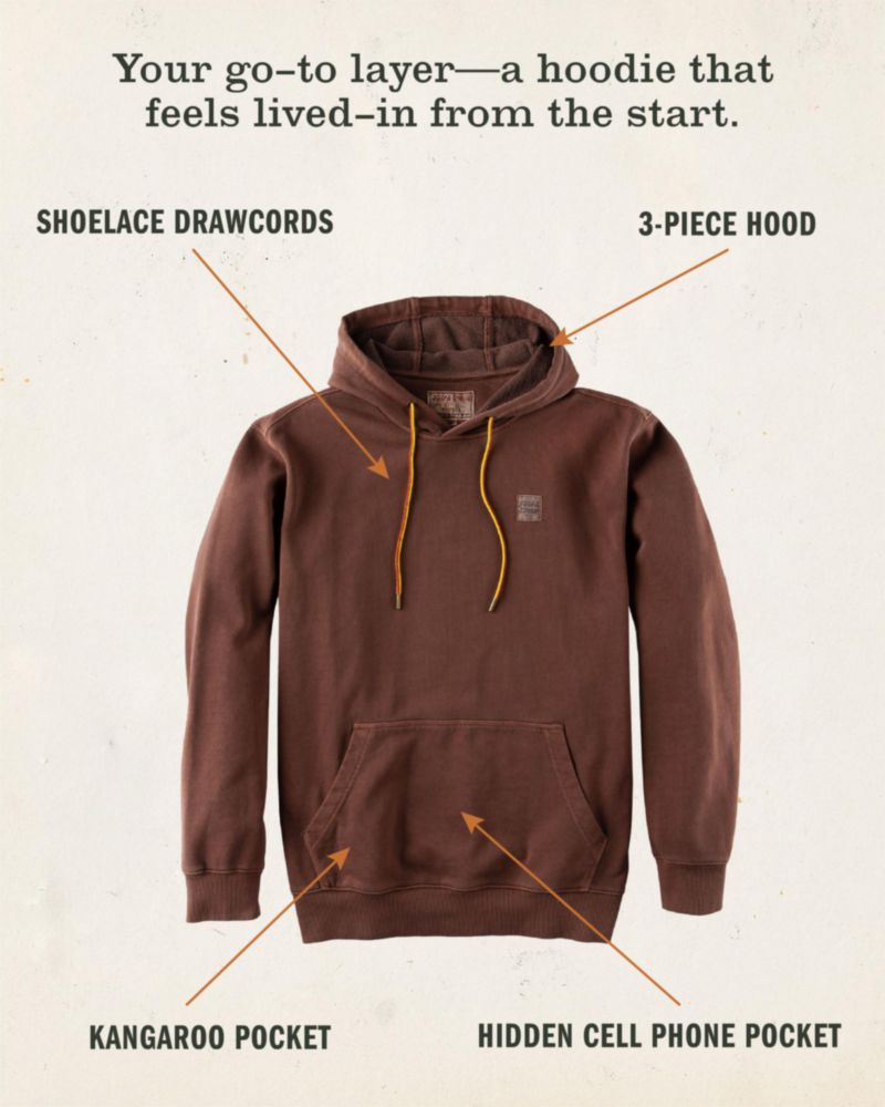 Sudadera con capucha Field & Stream talla grande color marrón de tela French Terry