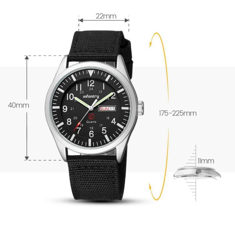 Reloj de Campo Militar para Hombre Infantry 5ATM Resistente al Agua con Correa de Nylon