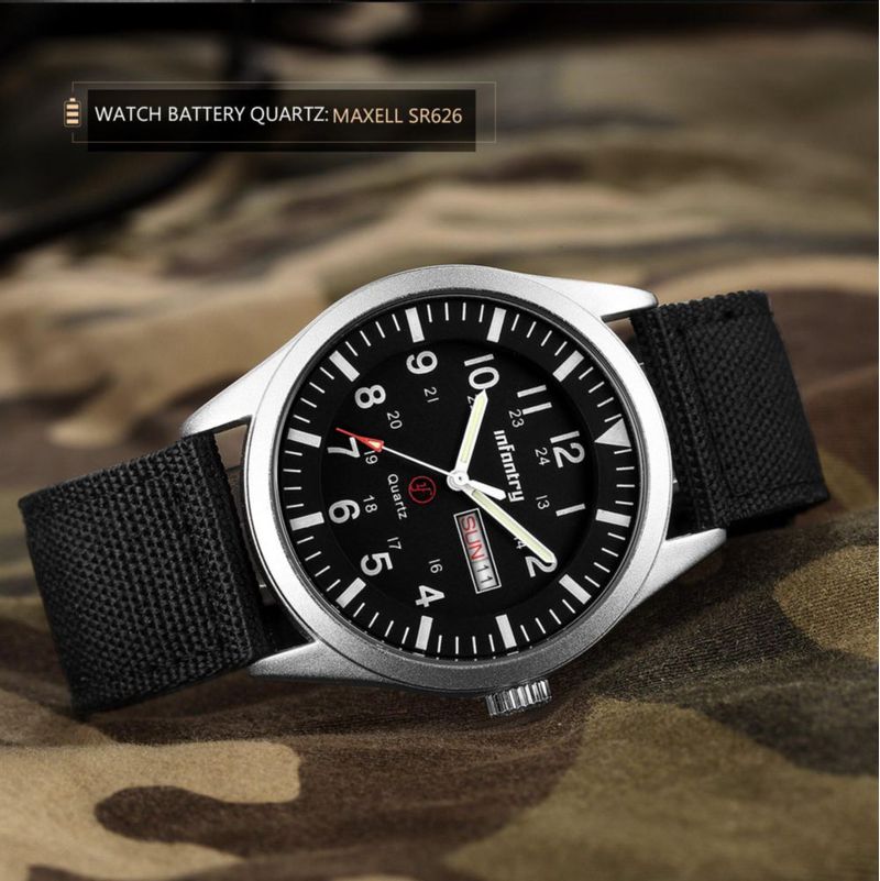 Reloj de Campo Militar para Hombre Infantry 5ATM Resistente al Agua con Correa de Nylon