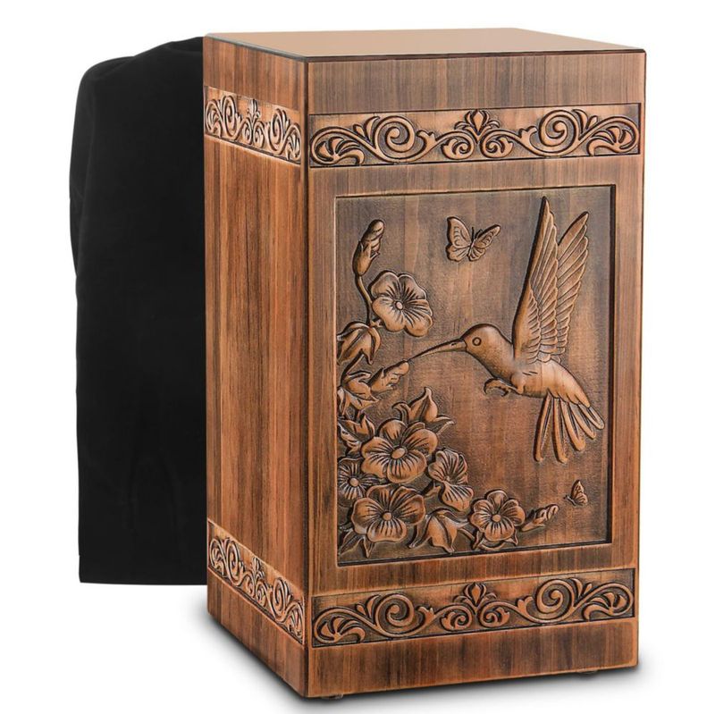 Urna URNETERN de madera 28 cm con colibrí (250 cu in)