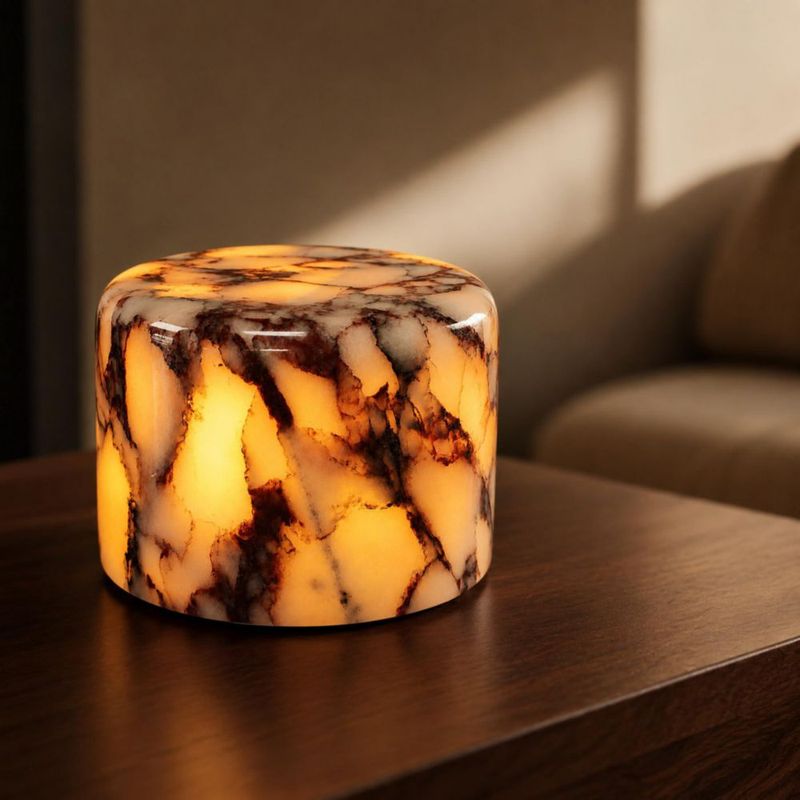 Lámpara de Mesa AOPO de Mármol Calacatta Táctil Regulable y Sin Cable