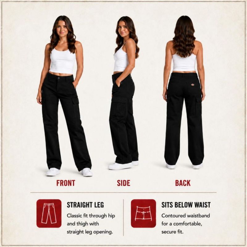 Pantalones cargo de sarga elástica Dickies negro lavado talla 10 EE. UU.