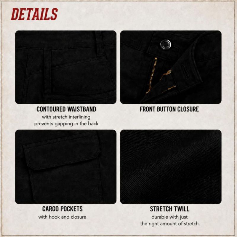 Pantalones cargo de sarga elástica Dickies negro lavado talla 10 EE. UU.