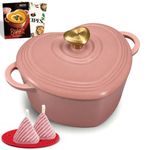 Cazuela Overmont 2QT en Forma de Corazón Rosa con Esmalte