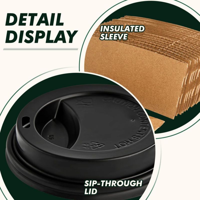 Vasos de café CELLURA 355 ml con tapas - paquete de 100 unidades - blanco