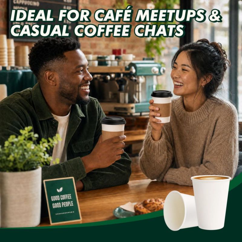 Vasos de café CELLURA 355 ml con tapas - paquete de 100 unidades - blanco