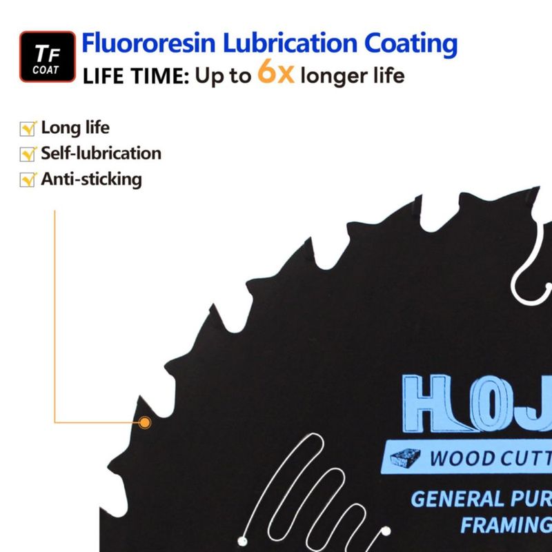Hoja de sierra circular HOJR 184 mm 24 dientes 5/8 in paquete de 10 con recubrimiento TF