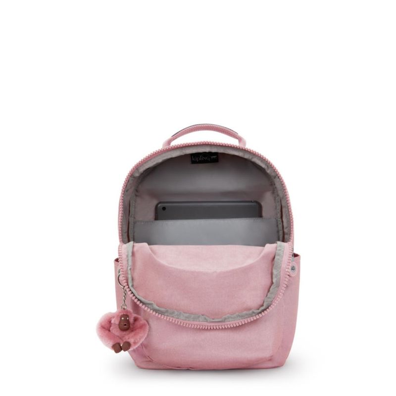 Mochila Kipling Seoul Pequeña Rosa con Funda para Tablet