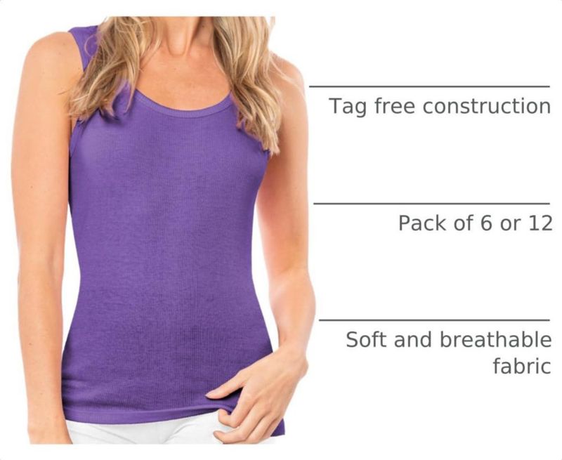 Top sin mangas Sexy Basics 100 % algodón ribeteado multipack