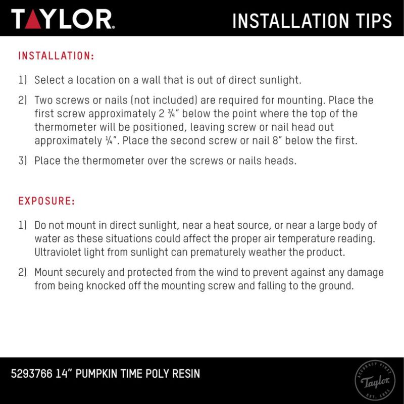 Reloj Termómetro Taylor Calabaza 36 cm para Interior y Exterior