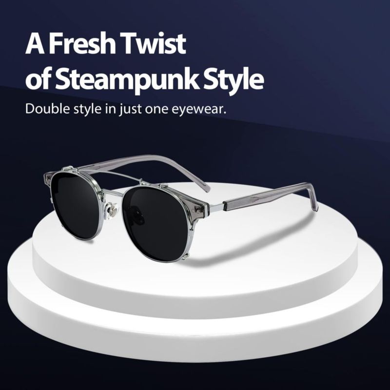Gafas de Sol Technigadgets Steampunk Polarizadas Gris Negro Transparente
