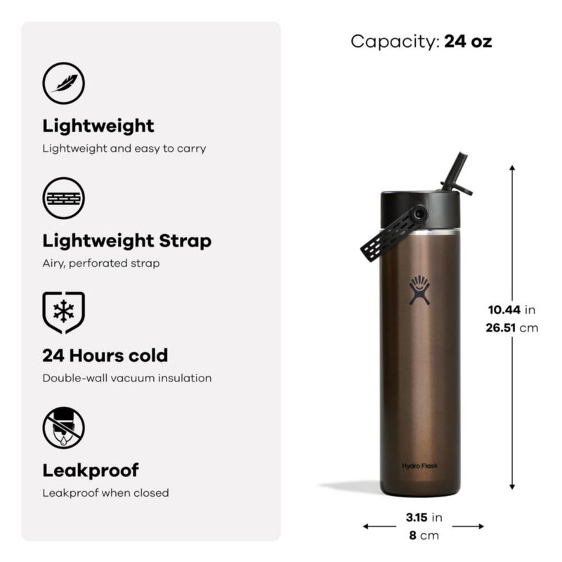 Botella de Agua Hydro Flask 680 ml Tapa de Sorbete Ancha Obsidian