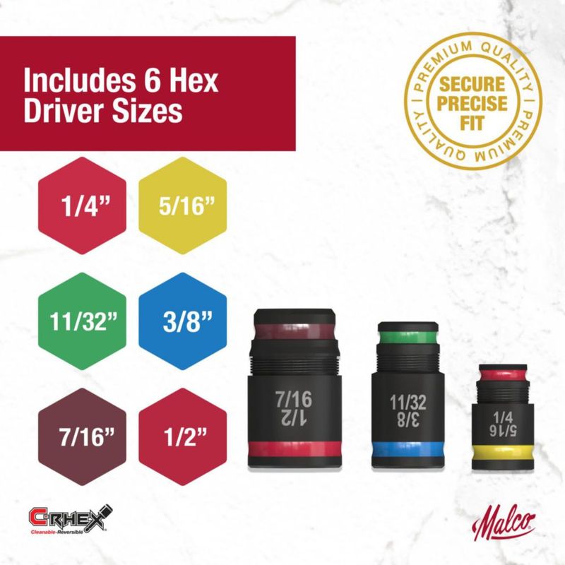 Set de Vasos 7 en 1 Malco C‑RHEX Flip con Punta Phillips #2