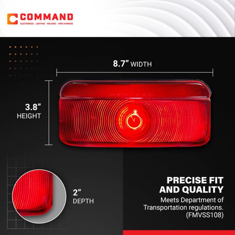 Luz trasera Command Electronics 12 V con acabado negro – paquete de 1 unidad
