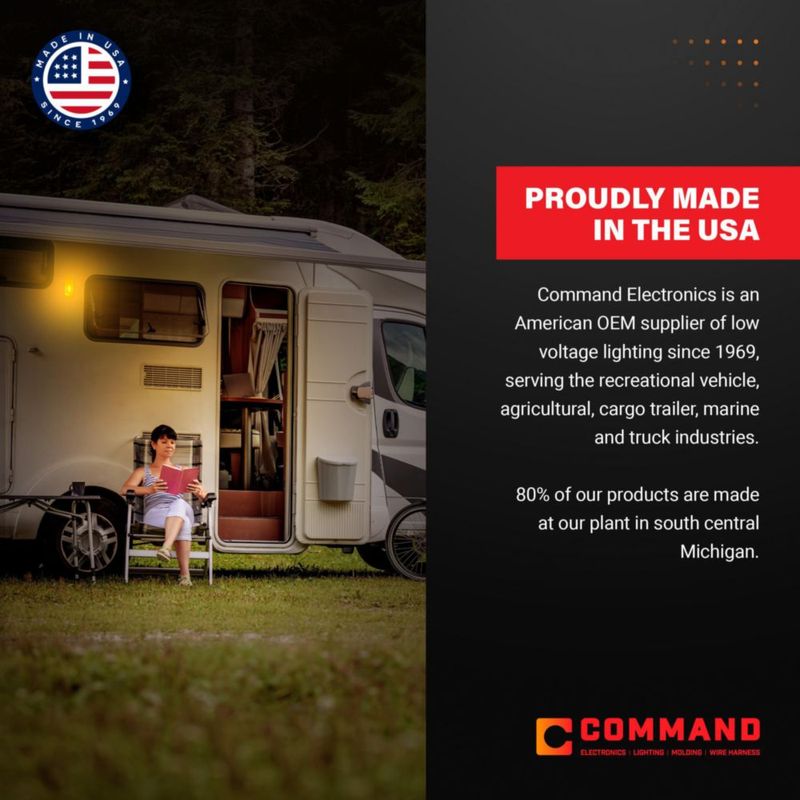 Luz trasera Command Electronics 12 V con acabado negro – paquete de 1 unidad