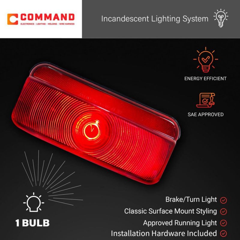 Luz trasera Command Electronics 12 V con acabado negro – paquete de 1 unidad