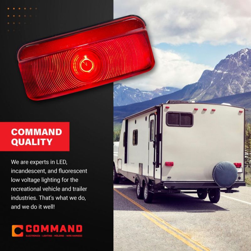 Luz trasera Command Electronics 12 V con acabado negro – paquete de 1 unidad