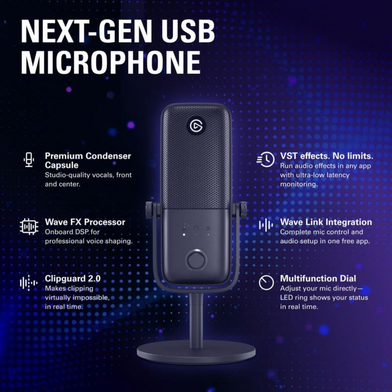 Micrófono Elgato Wave:3 MK.2 USB con efectos DSP