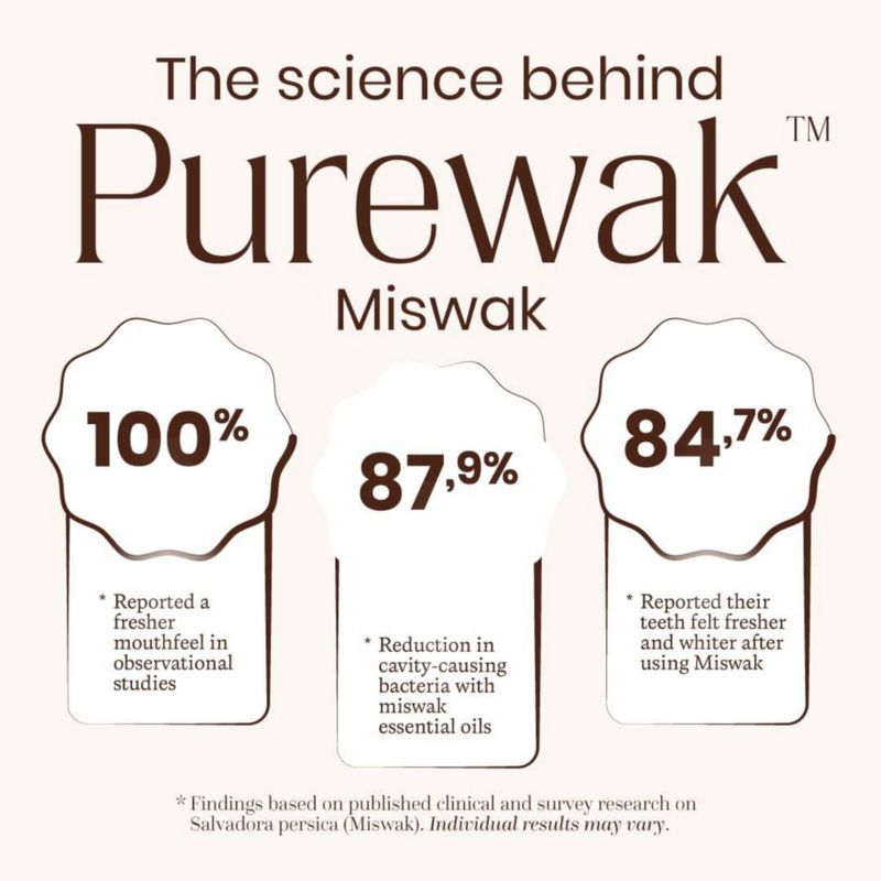 Cepillo de dientes PUREWAK Palillos de Miswak 4 unidades Natural