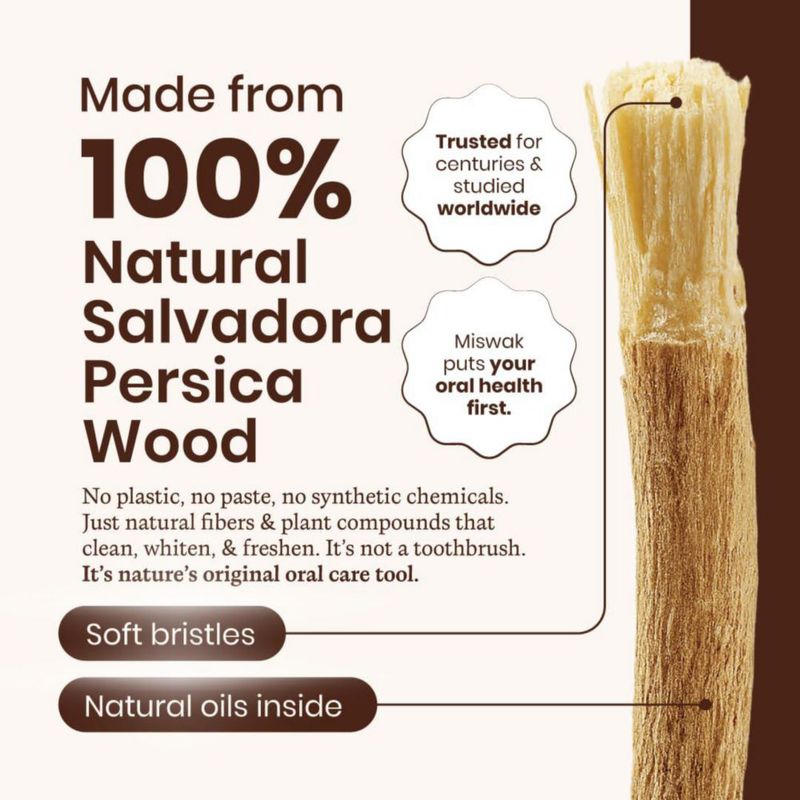 Cepillo de dientes PUREWAK Palillos de Miswak 4 unidades Natural