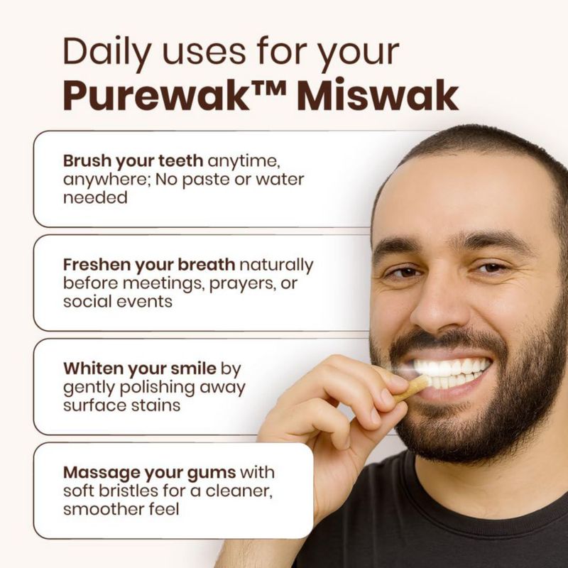 Cepillo de dientes PUREWAK Palillos de Miswak 4 unidades Natural