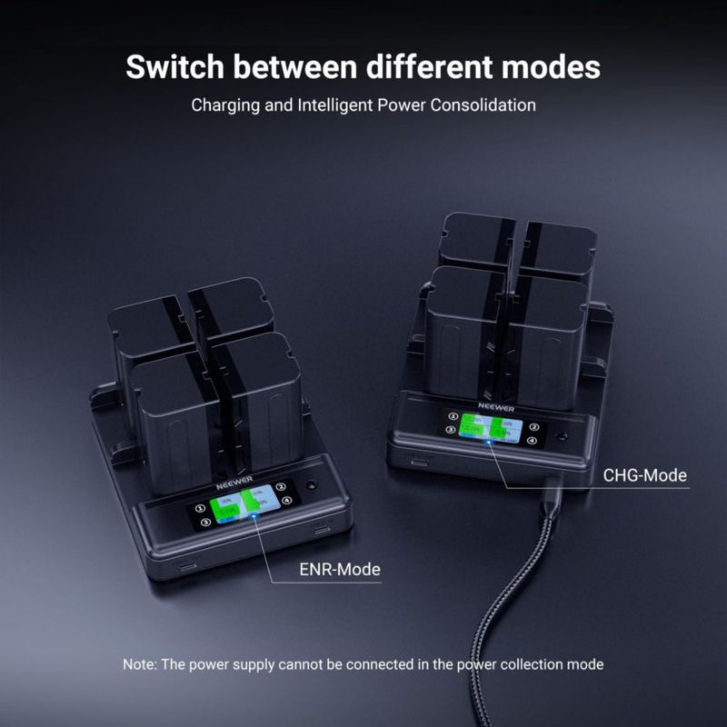 Cargador de Baterías NEEWER NP-F970 de 4 Canales PD 100W