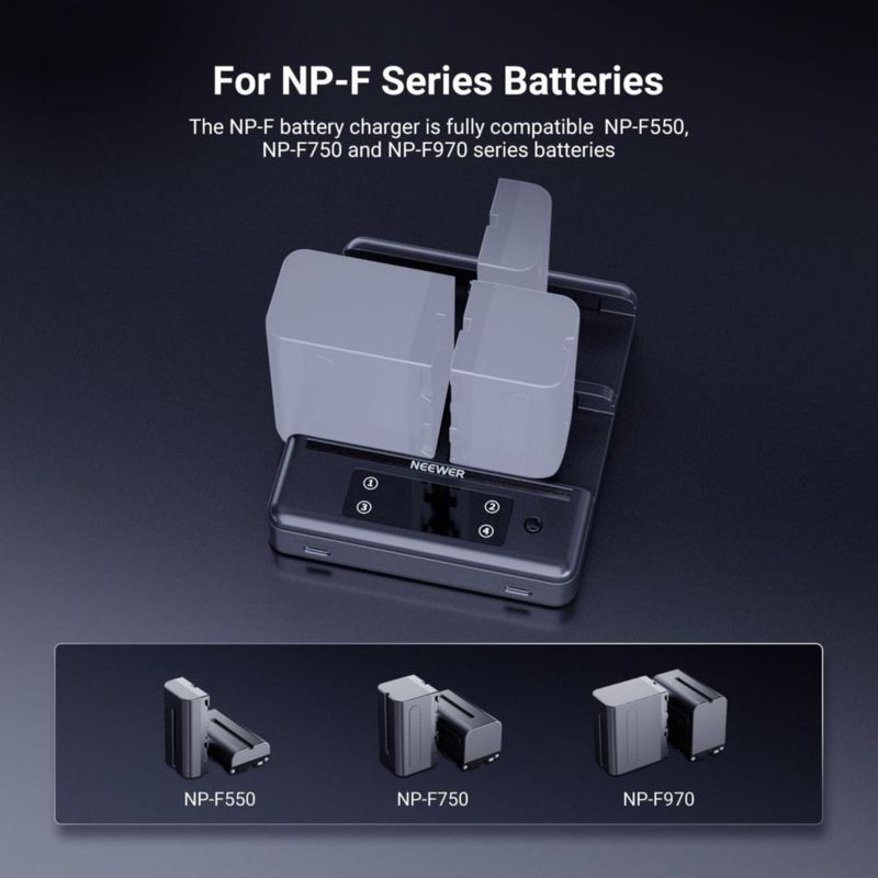 Cargador de Baterías NEEWER NP-F970 de 4 Canales PD 100W