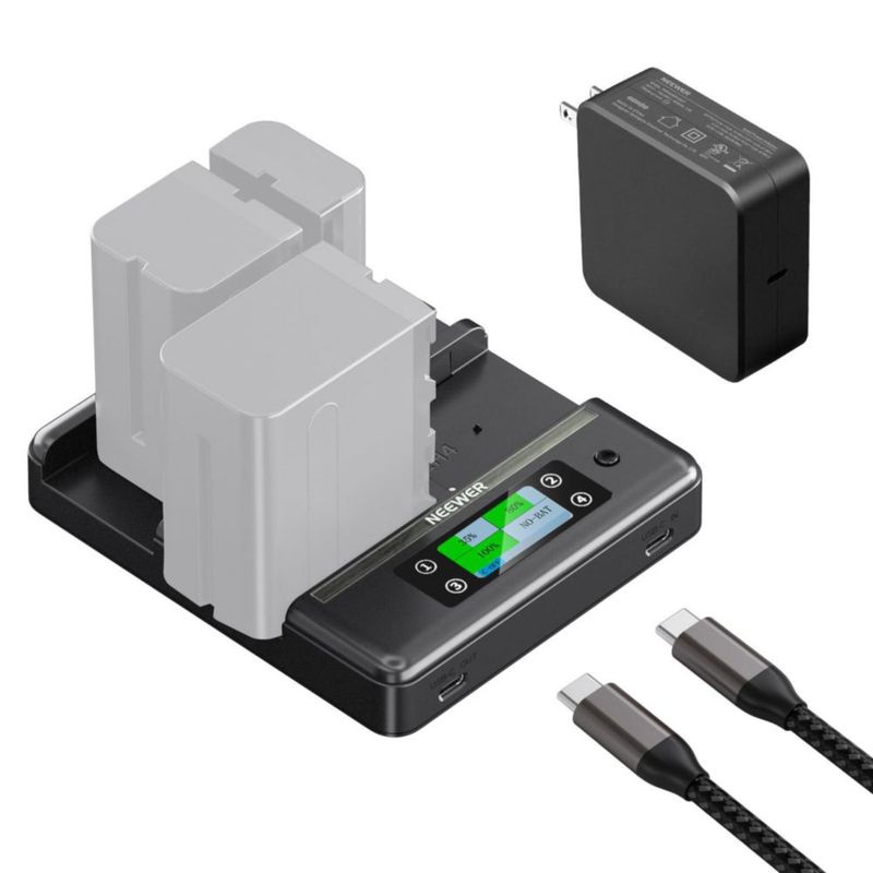Cargador de Baterías NEEWER NP-F970 de 4 Canales PD 100W