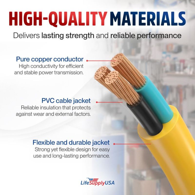 Cable de extensión LifeSupplyUSA 30 m calibre 10/3 15 A 125 V